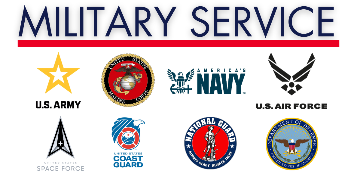 Logos for various branches of the military
